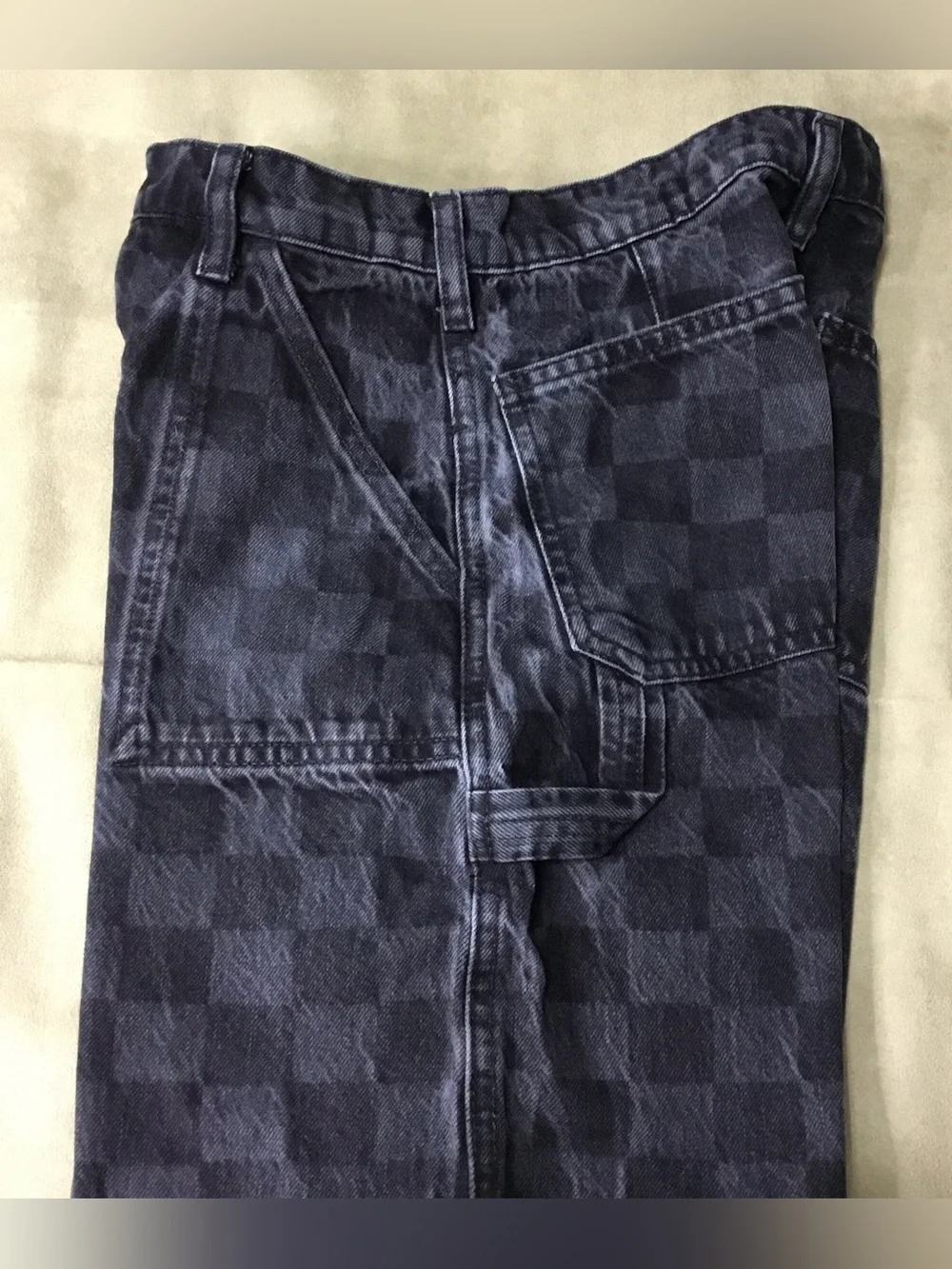 GAP Teen Gray 12 Wide Stride Checkerboard Relaxed Jeans - K802